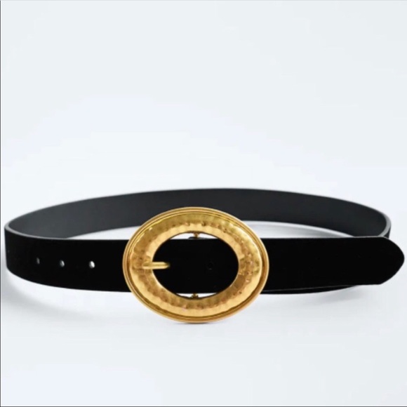 Zara velvet belt with gold buckle